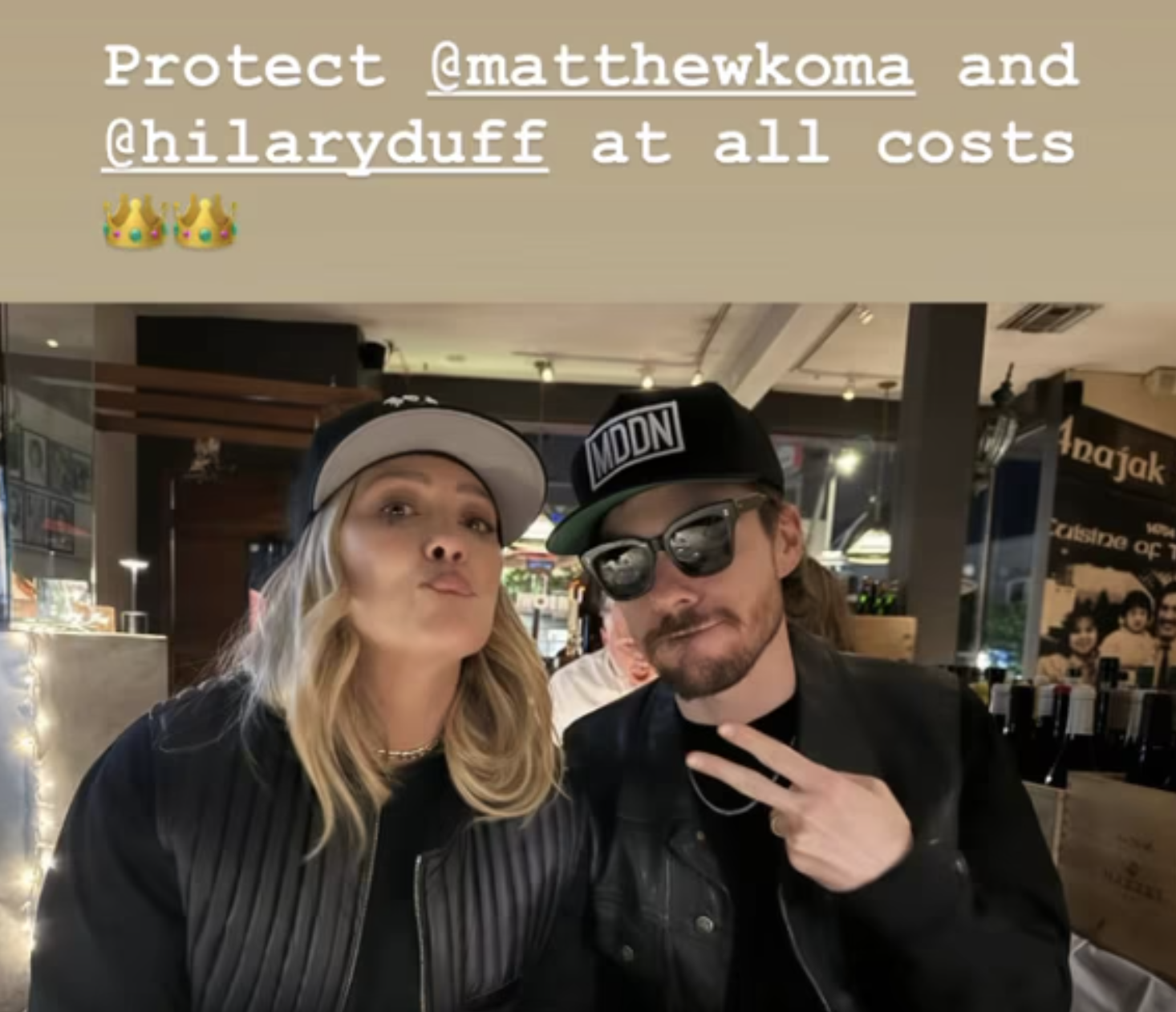 Hilary Duff and Matthew Coma dressed as Benni and Joel Madden